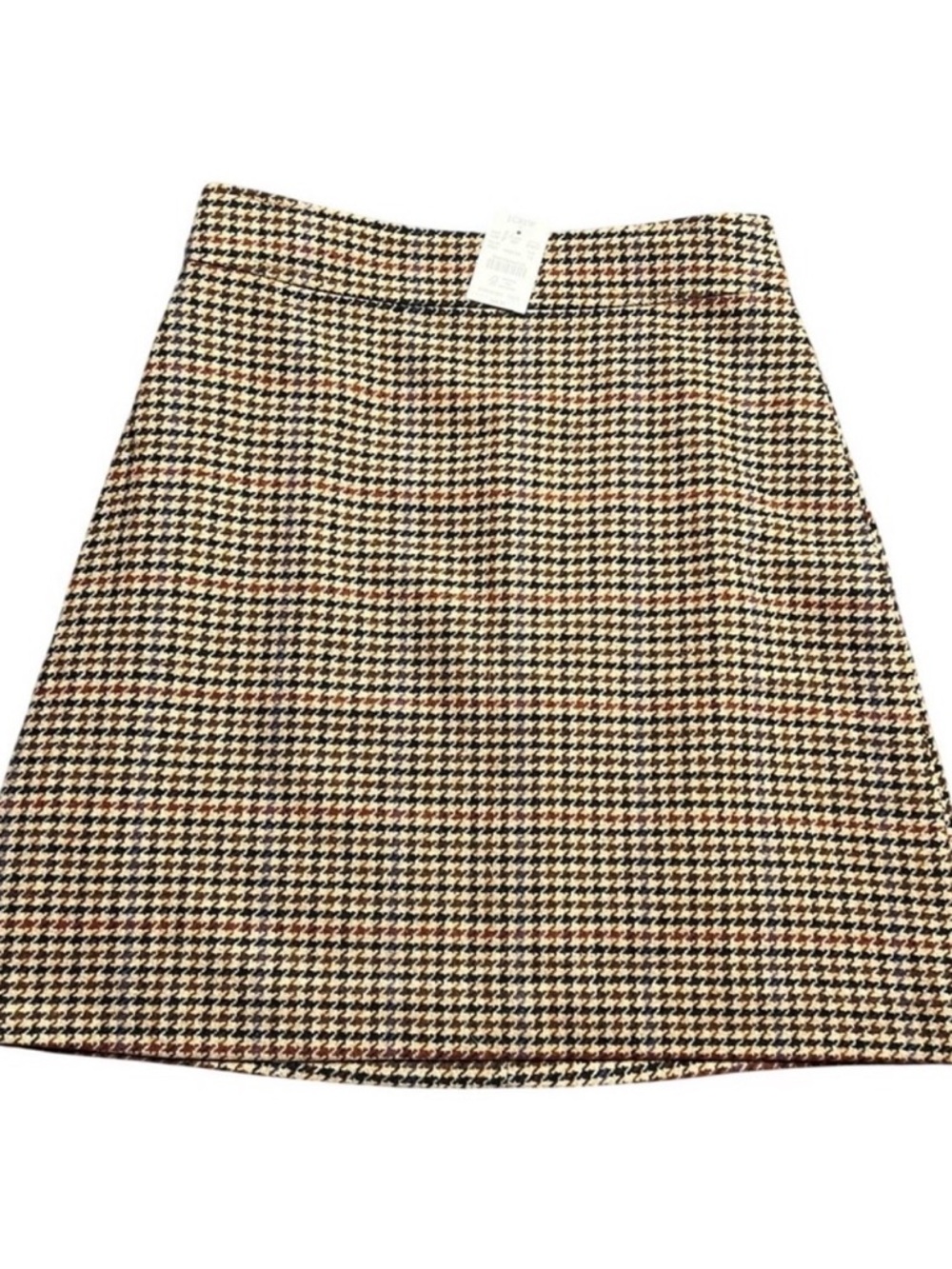 NWT J. Crew Houndstooth Mini Skirt in Tan, Terracotta and Black - Picture 2 of 6